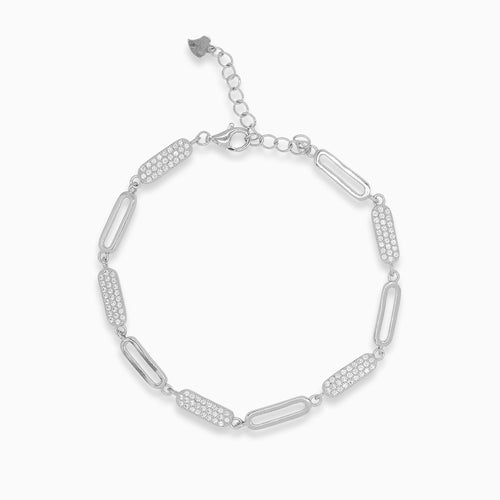 Silbernes Gliederarmband mit Zirkonia