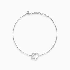 Silber-Armband mit zwei Herzen und Zirkonia