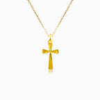 Smoth gold cross with twisted pattern