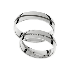 Bague de mariage en or blanc avec ligne courbe mate