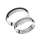 Bague de mariage moitié mate, moitié polie avec rhodium noir