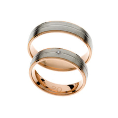 Solitaire Weiß- und Roségold Ehering