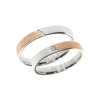 Alianza de boda mitad oro rosa y mitad oro blanco