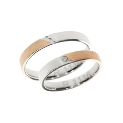 Alianza de boda mitad oro rosa y mitad oro blanco