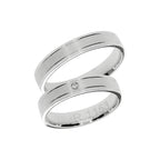 Bague de mariage solitaire en or blanc avec centre mat