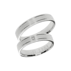 Bague de mariage solitaire en or blanc avec centre mat