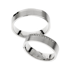 Elegantes Weißgold-Ehering-Set