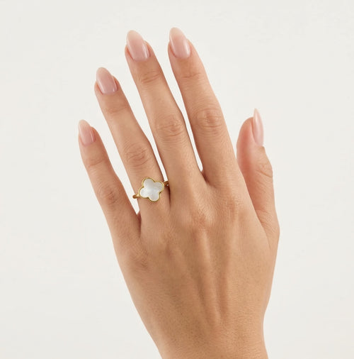 Mutter-of-Pearl-Vierblättriger-Klee-Ring