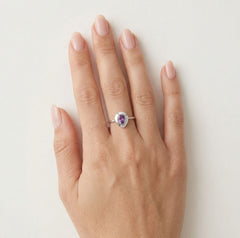 Stříbrný prsten s hruškovým ametystem