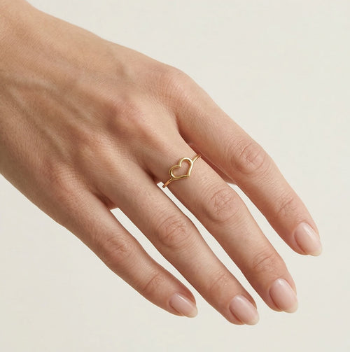 Lieblicher Damenring aus Gelbgold mit Herzmotiv