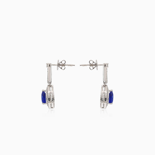 Boucles d’oreilles pendantes puzette en or avec diamant et saphir