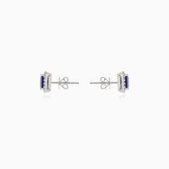 Boucles d’oreilles royales en or blanc avec saphir et diamants