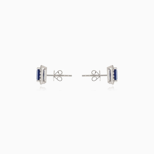 Boucles d’oreilles royales en or blanc avec saphir et diamants