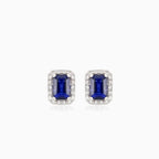 Boucles d’oreilles royales en or blanc avec saphir et diamants