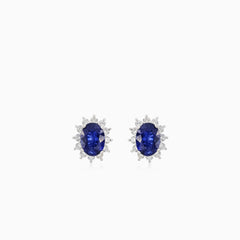 Sapphire diamond white gold earrings