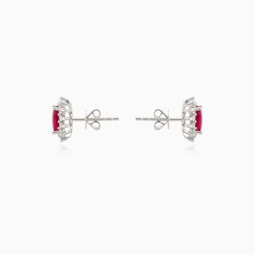 Ruby diamond white gold earrings