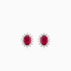 Ruby diamond white gold earrings