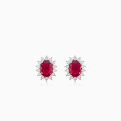 Ruby diamond white gold earrings