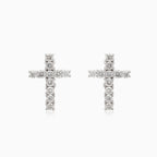 Cross white gold diamond earrings