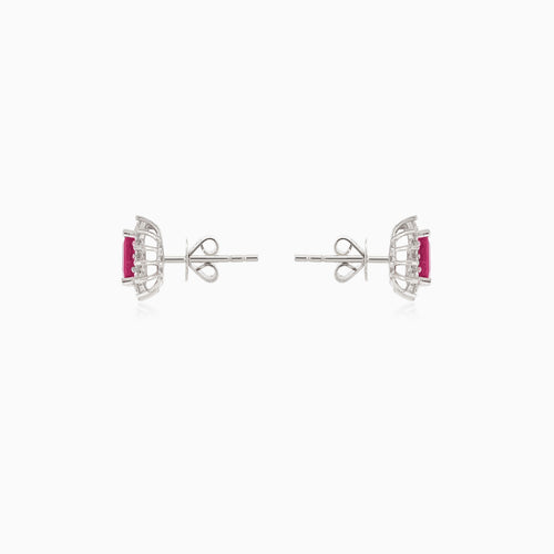 Royal white gold ruby earrings with diamonds