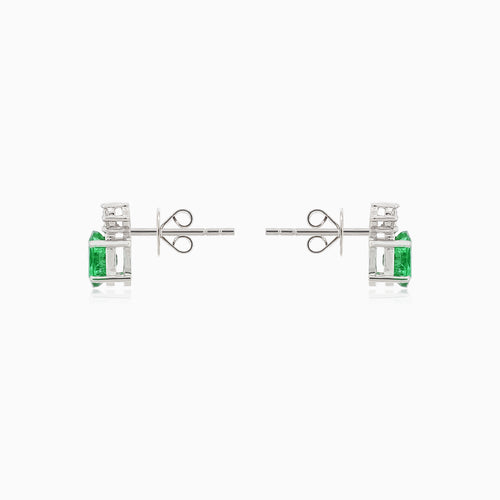 Emerald diamond white gold earrings