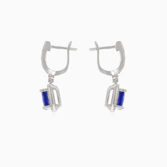 Náušnice z bílého zlata s diamanty a safíry