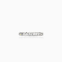 White gold ring with line of diamonds