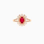 Bague élégante en or rose avec diamant et rubis