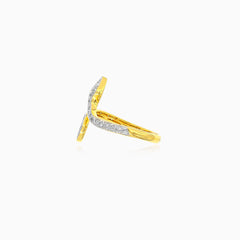 Yellow gold and diamond snake ring
