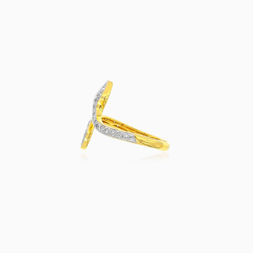 Yellow gold and diamond snake ring