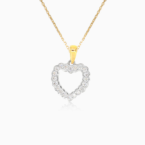 Gold heart with diamonds pendant