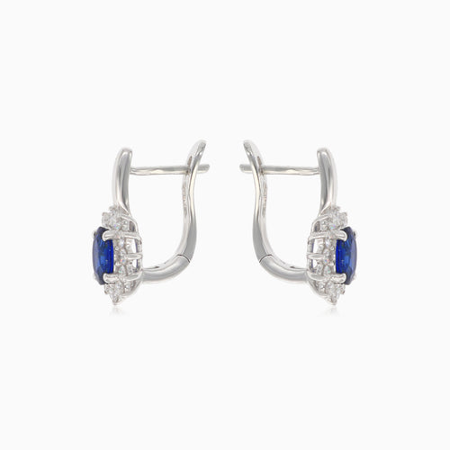 Elegante Weißgold-Ohrringe mit Diamanten und blauen Saphiren