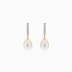 Pendientes colgantes de oro con perlas y diamantes