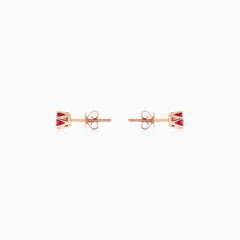 Simple rose gold ruby earrings