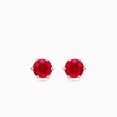 Simple rose gold ruby earrings