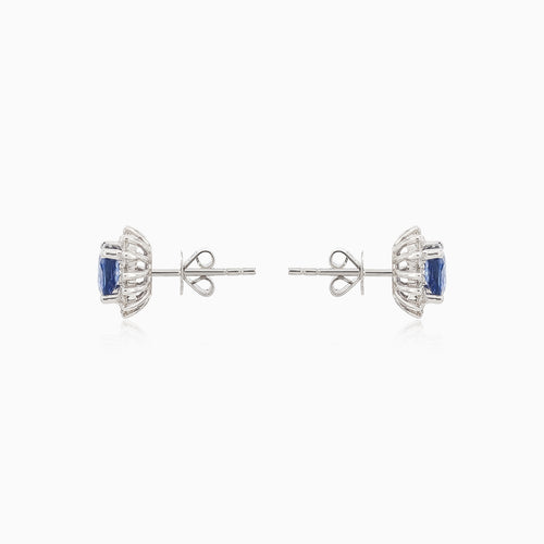 Boucles d’oreilles en or blanc avec saphir bleu et diamants