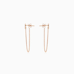 Boucles d’oreilles chaîne avec diamants en or rose