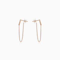 Boucles d’oreilles élégantes en chaîne avec diamants en or rose