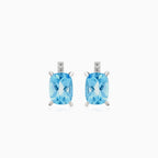 Zářivé náušnice z bílého zlata s diamanty a topazem