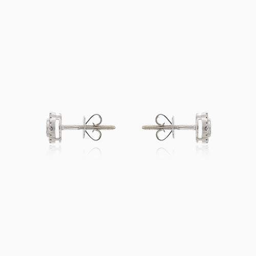 Simple white gold earrings with diamonds