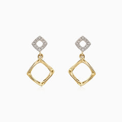 Unique gold earrings with diamonds