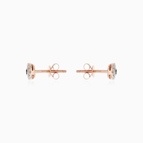 Stylish rose gold earrings with black and white diamonds