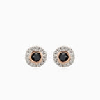 Stylish rose gold earrings with black and white diamonds