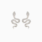 Puces d’oreilles serpent en or jaune avec diamant rond naturel