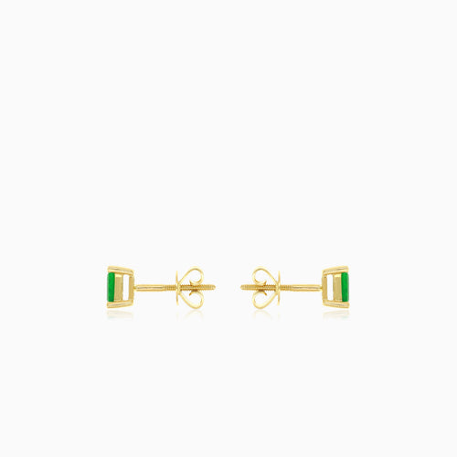 Elegant yellow gold emerald stud earrings
