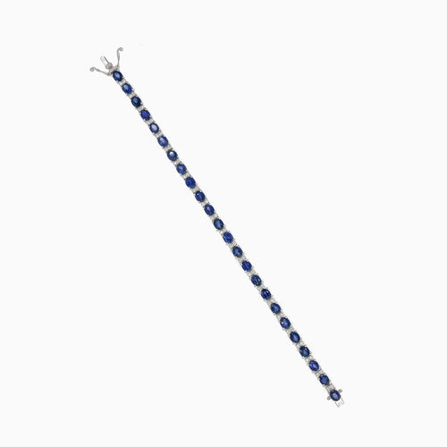 Gold tennis bracelet with sapphire and diamonds