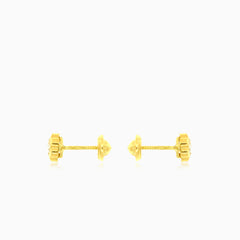Pendientes de flor de oro amarillo con circonita cúbica