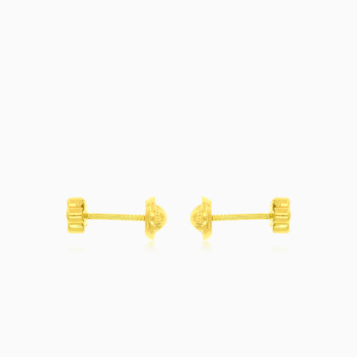 Pendientes de flor en oro amarillo con circonita cúbica, adorables