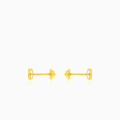 Clous d’oreilles en or jaune avec zircon cubique rond