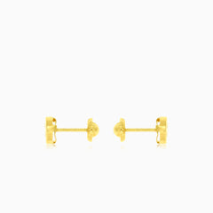 Boucles d'oreilles rondes en or jaune avec zircon cubique brillant.